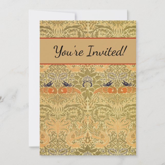 Invitación William Morris Peacock & Dragon Arts & Crafts (Anverso)