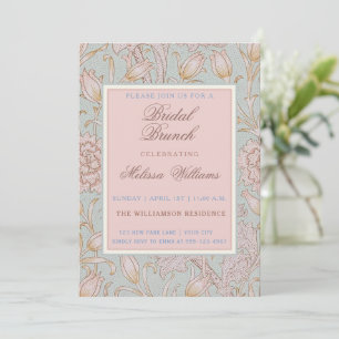Invitación William Morris Pink Wild Tulips Blue Bridal Brunch