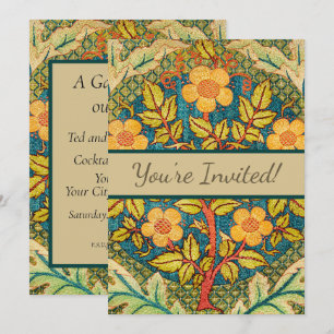 Invitación William Morris Rosa Wreath: Arte y artesanía clási