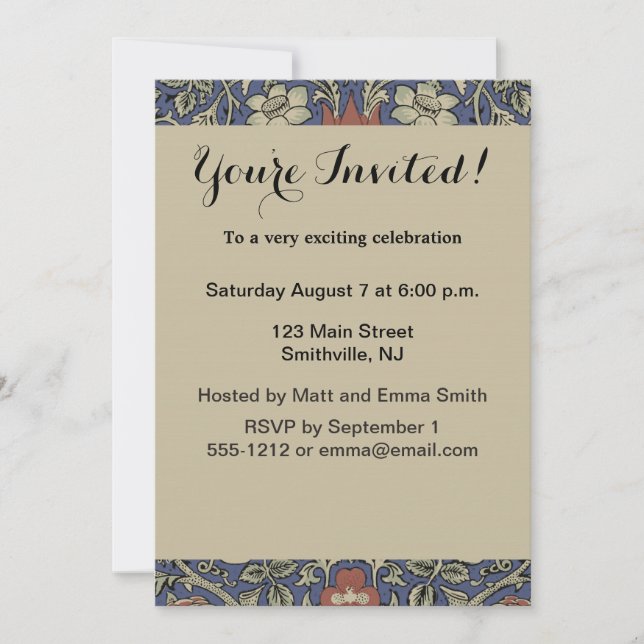 Invitación William Morris Tudor Rosa Wallpaper (Anverso)