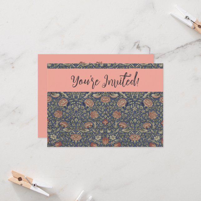 Invitación William Morris Tudor Rosa Wallpaper (Anverso/Reverso In Situ)