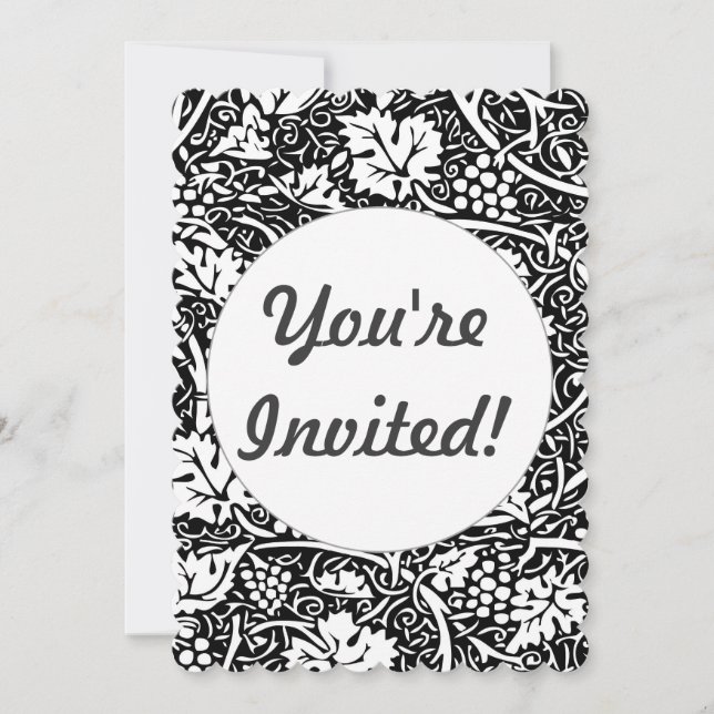 Invitación William Morris Vino blanco negro de uva (Anverso)