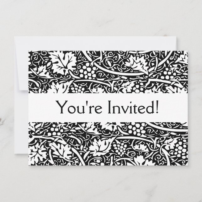Invitación William Morris Vino blanco negro de uva (Anverso)
