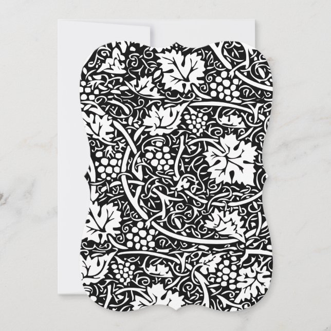 Invitación William Morris Vino blanco negro de uva (Anverso)