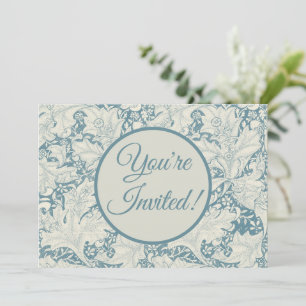 Invitación William Morris Wallflower damasco azul floral