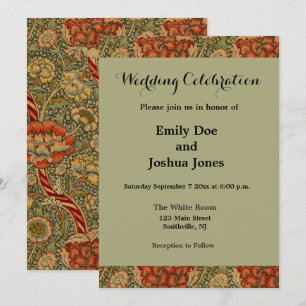 Invitación William Morris Wandle English Floral Damask Design