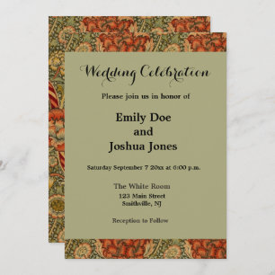 Invitación William Morris Wandle English Floral Damask Design