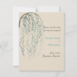 Invitación Willow Branch on Linen Save the Date