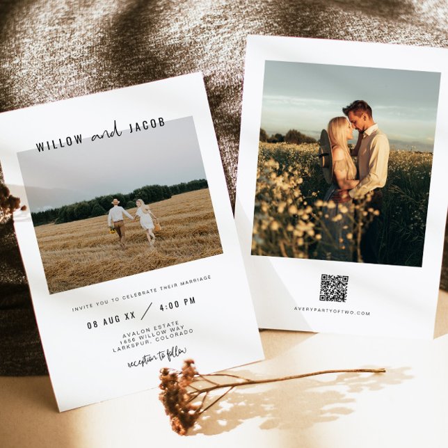 Invitación WILLOW Modern Minimal Square Photo Boda (Subido por el creador)