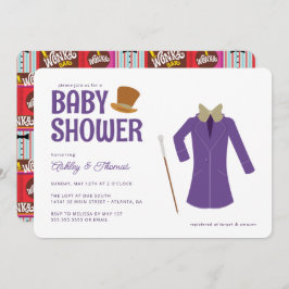 Invitación Willy Wonka y el Baby Shower de la fábrica de choc