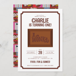 Invitación Willy Wonka y el cumpleaños de la fábrica de choco