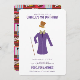 Invitación Willy Wonka y el cumpleaños de la fábrica de choco