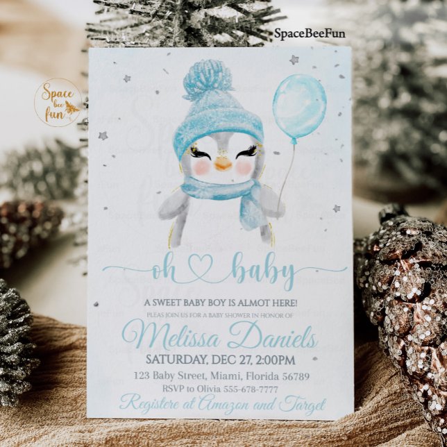 Invitación Winboy Baby ducha invita a Pinguin (Subido por el creador)