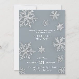 Invitación Wind wonderland copos de nieve vestido dulce dieci