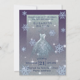 Invitación Wind wonderland copos de nieve vestido dulce dieci