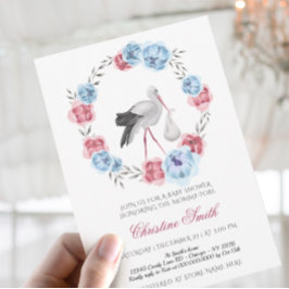 Invitación Windows Blue Y Rubor Pink Floral Baby Shower