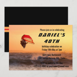 Invitación Windsurf En El Personalizado Sunset Surfer Sailboa