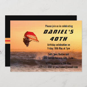 Invitación Windsurf En El Personalizado Sunset Surfer Sailboa