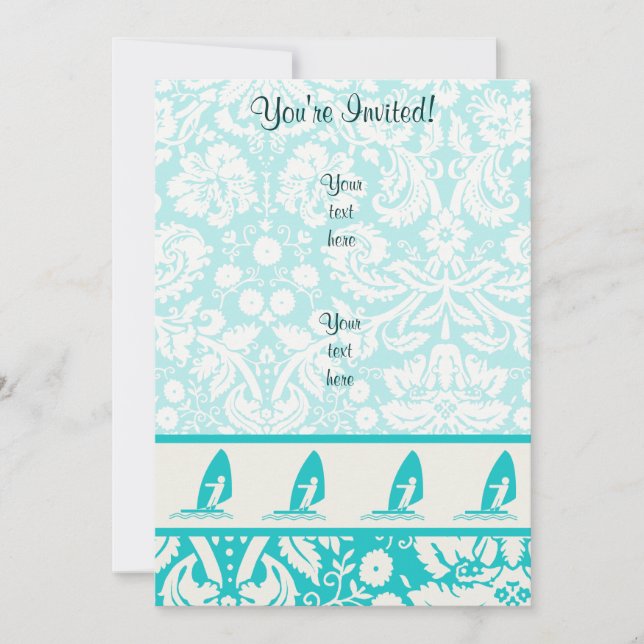 Invitación Windsurf Verde azulado (Anverso)