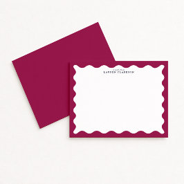 Invitación Wine Berry Wavy Frame Note Card