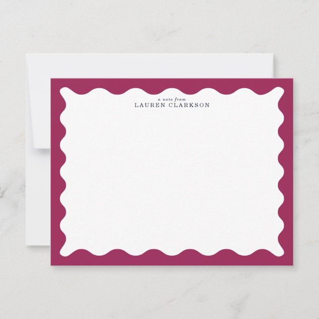 Invitación Wine Berry Wavy Frame Note Card (Anverso)