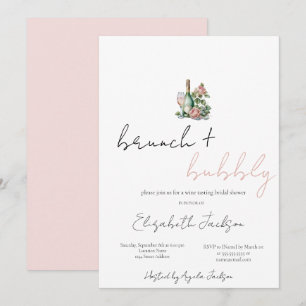 Invitación Wine Floral Set Brunch & Bubbly Bridal Shower