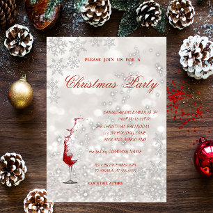 Invitación Wine  Glass Glittery,Corporate Christmas Party