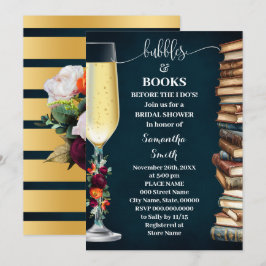 Invitación Wine Navy Bubbles & Book Before I do Bridal Shower