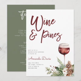 Invitación Wine & Pines Cabaña Montaña Bachelorette Fin de Se