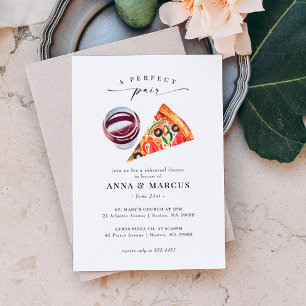 Invitación Wine & Pizza Perfecto Pareja Ensayo Cena