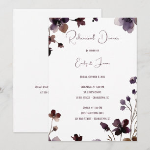 Invitación Wine Red Plum Mauve Fall Floral Wedding