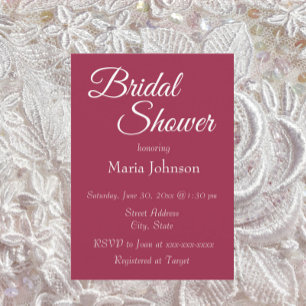 Invitación Wine Red Simple Style Bridal Shower