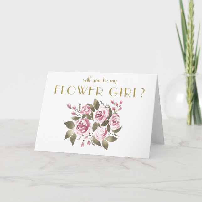 Invitación Wine Rose Bouquet ¿Serás Mi Chica De Flor? (Anverso)