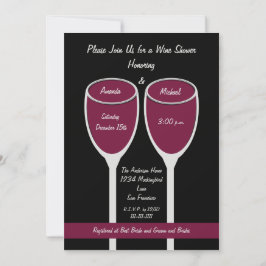 Invitación Wine Shower o Bridal Shower, Wine Rojo