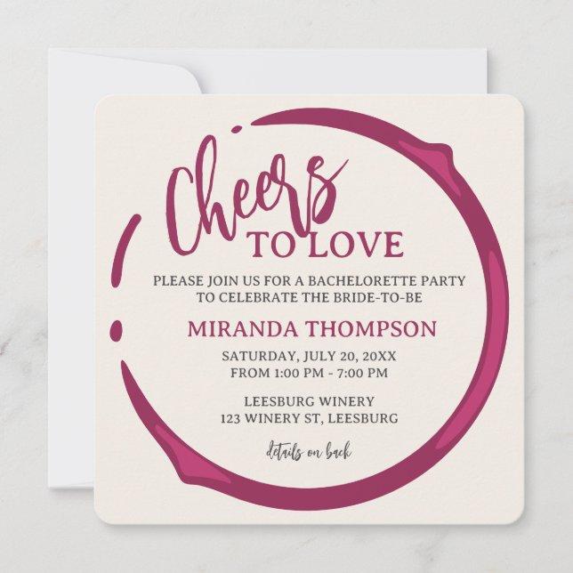 Invitación Wine Stain Bachelorette Party Invitation (Anverso)