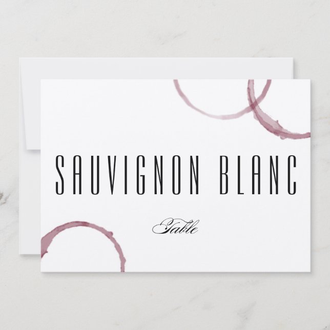 Invitación Wine Stains Winery Vineyard Table Card Número de t (Anverso)
