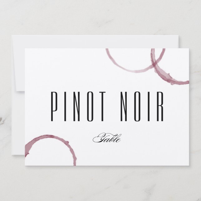 Invitación Wine Stains Winery Vineyard Table Card Número de t (Anverso)