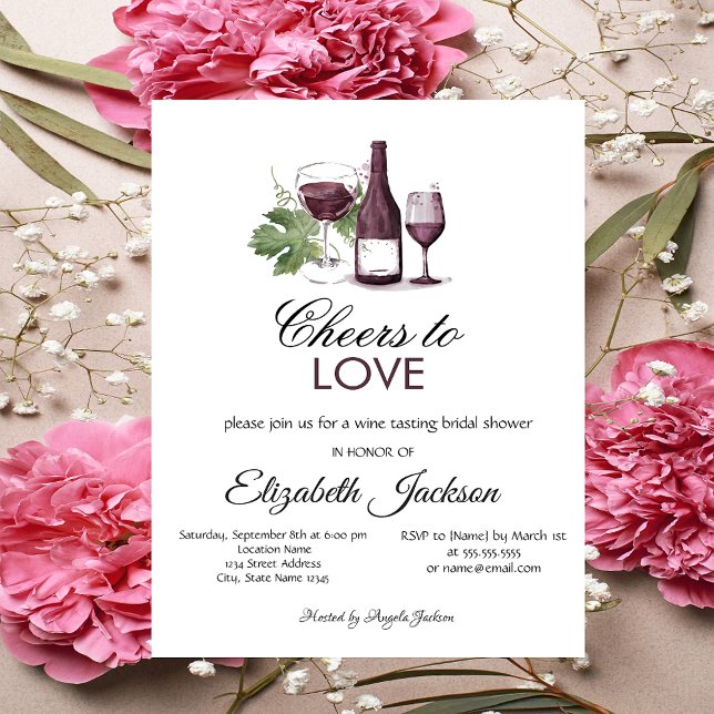 Invitación Wine Tasting Burgundy Bridal Shower (Subido por el creador)