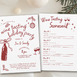 Invitación Wine Tasting Party Scorecard Game Doodle Holiday 