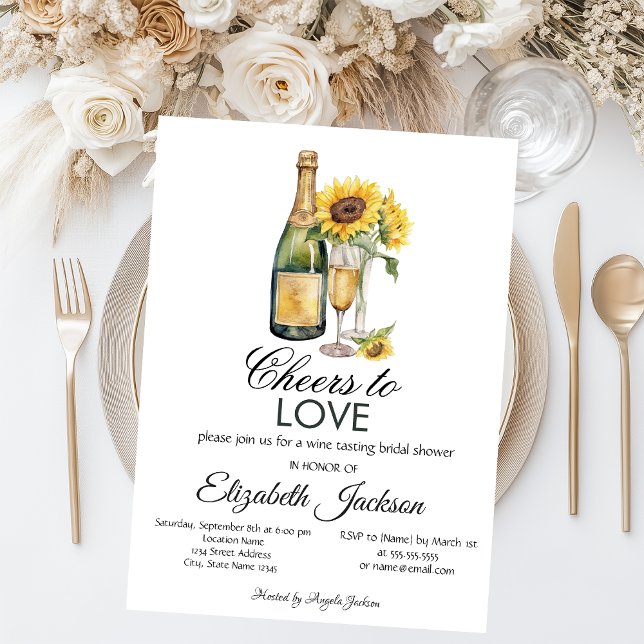 Invitación Wine Tasting Sunflowers Bridal Shower (Subido por el creador)