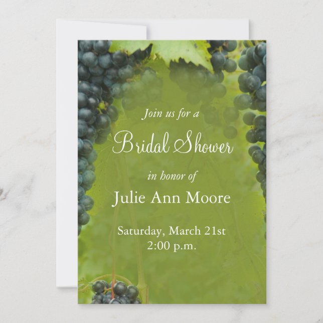 Invitación Wine Vineyard Theme Bridal Shower (Anverso)