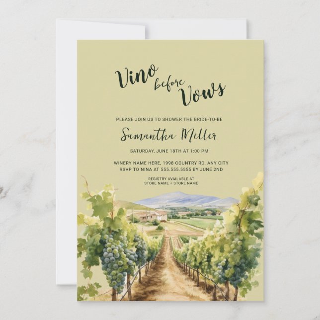 Invitación Winery Bridal Shower (Anverso)