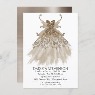 Invitación Wing Taupe Gown   Champagne Elegant Sheen