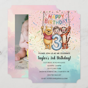 Invitación Winnie the Pooh   Cumpleaños Feliz