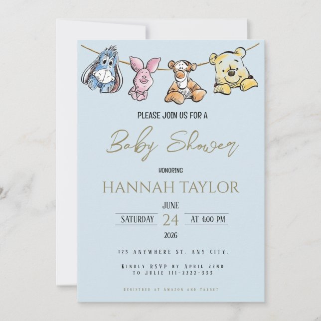 Invitación Winnie-Themed Baby Shower Invitation (Anverso)