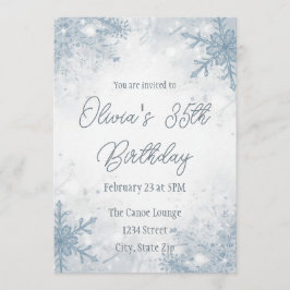 Invitación Winter 35th Birthday Invitation – Cool Gray Snow