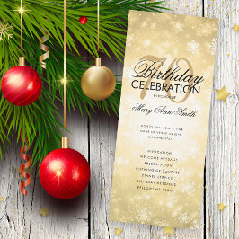 Invitación Winter 70th Birthday Program Gold Wonderland Menú