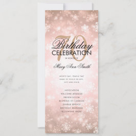Invitación Winter 70th Birthday Program Rosa Gold Wonderland