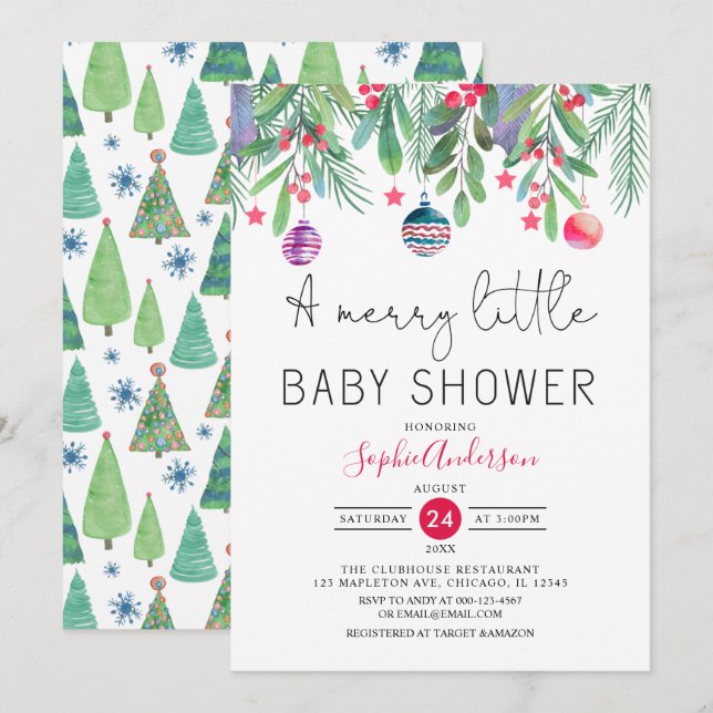 Invitación Winter A Merry Little Navidades Baby Shower (Anverso / Reverso)