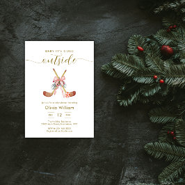 Invitación Winter All Stars Bow Hockey Girl Baby Shower